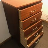 5 drawer teak chest of drawers 1960