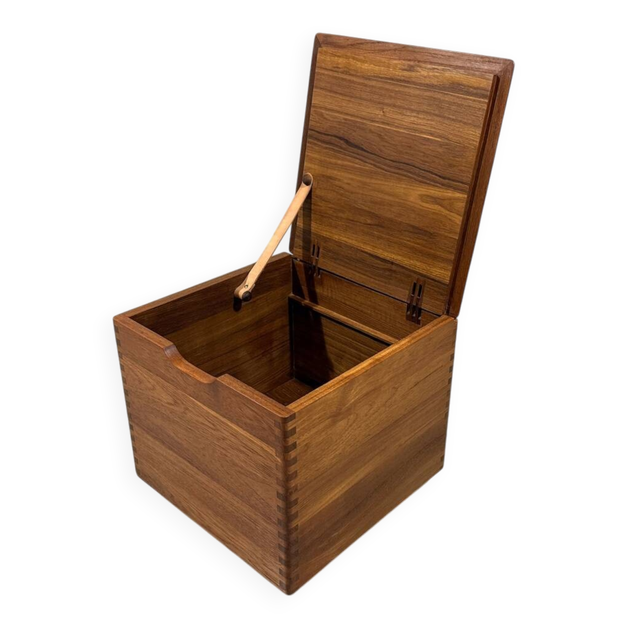 Salin Nyborg teak storage box side table on wheels, Denmark 1960’s