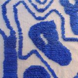 Klein blue and white Berber rug with abstract relief