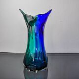 Sommerso green and blue vase by Seguso, Murano glass, Italy, 1970