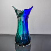 Sommerso green and blue vase by Seguso, Murano glass, Italy, 1970