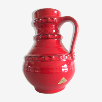 Vase rouge en céramique Fat Lava par Pfortner Keramik / vintage années 60-70