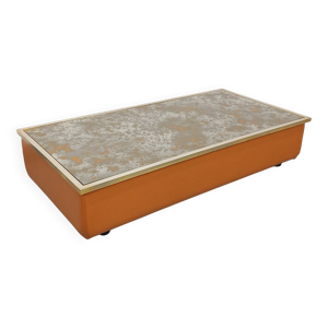 Table basse vintage en - cuir chrome