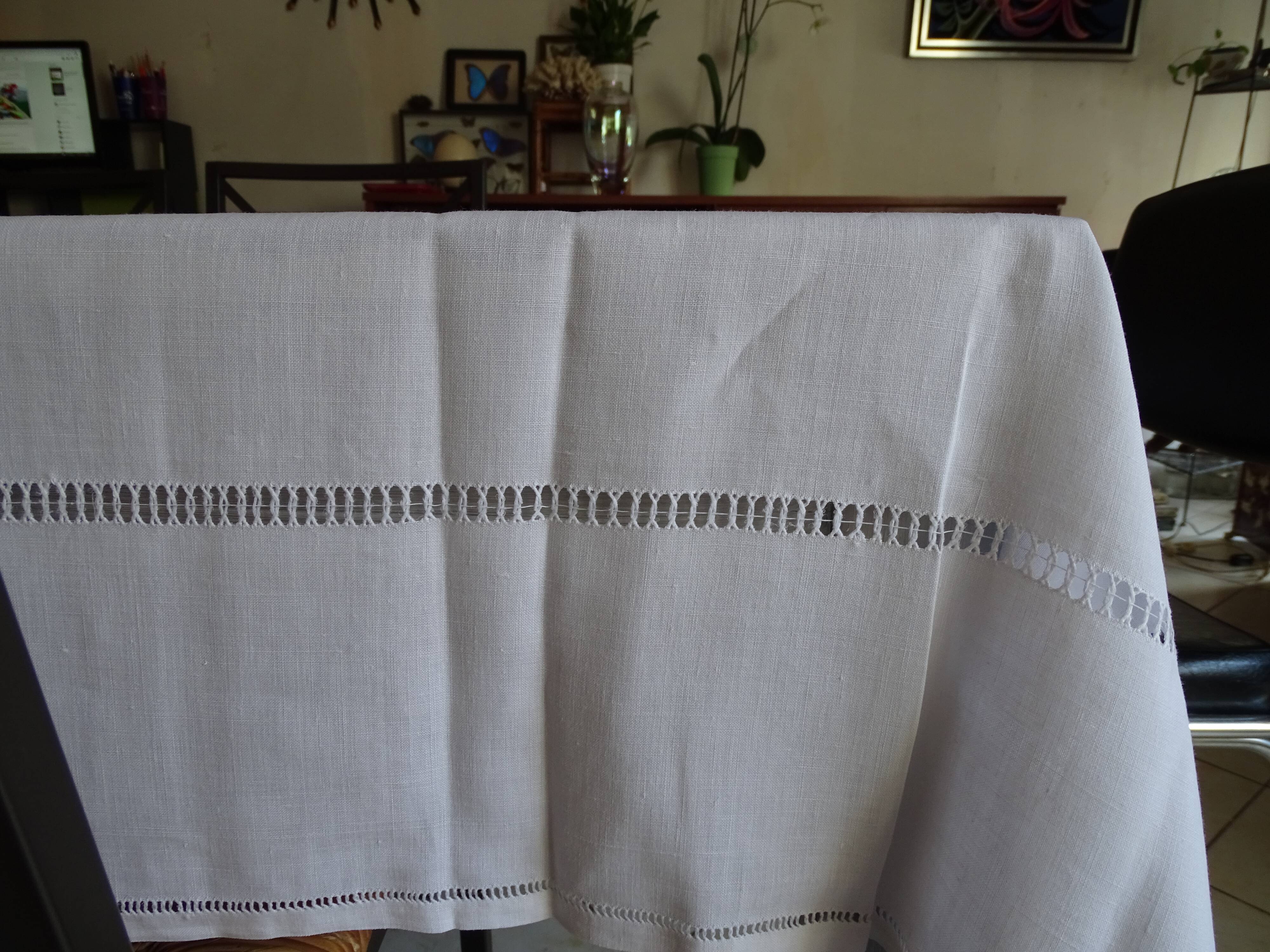Old linen tablecloth 235 x 150 monogram AM