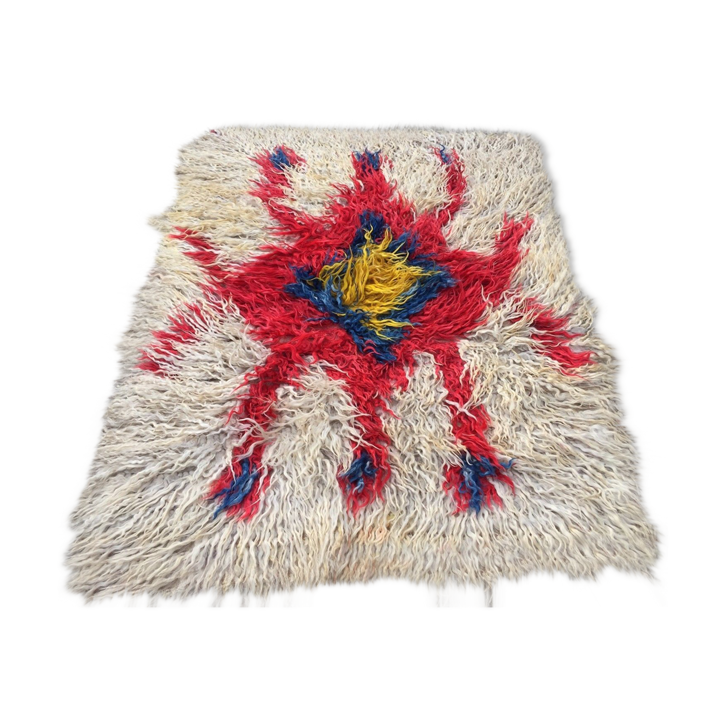 Antique Turkish Shabby Wool Rug 160x120cm country house chic, shaggy, shag pile