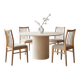 Vintage Dining Chairs Set of 4, Natural beech wood, Herringbone fabric