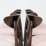 Pink Set of 6 dining chairs Scandinavian design, dark color wood 