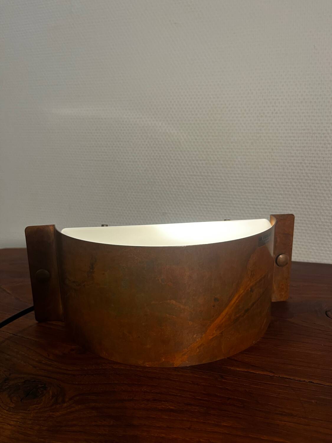 Copper wall light in opaline glass Fanale Italy