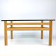 Table basse en chêne et verre années 70
