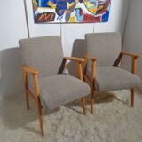 Pair of vintage Scandinavian armchairs from the 60s light wood