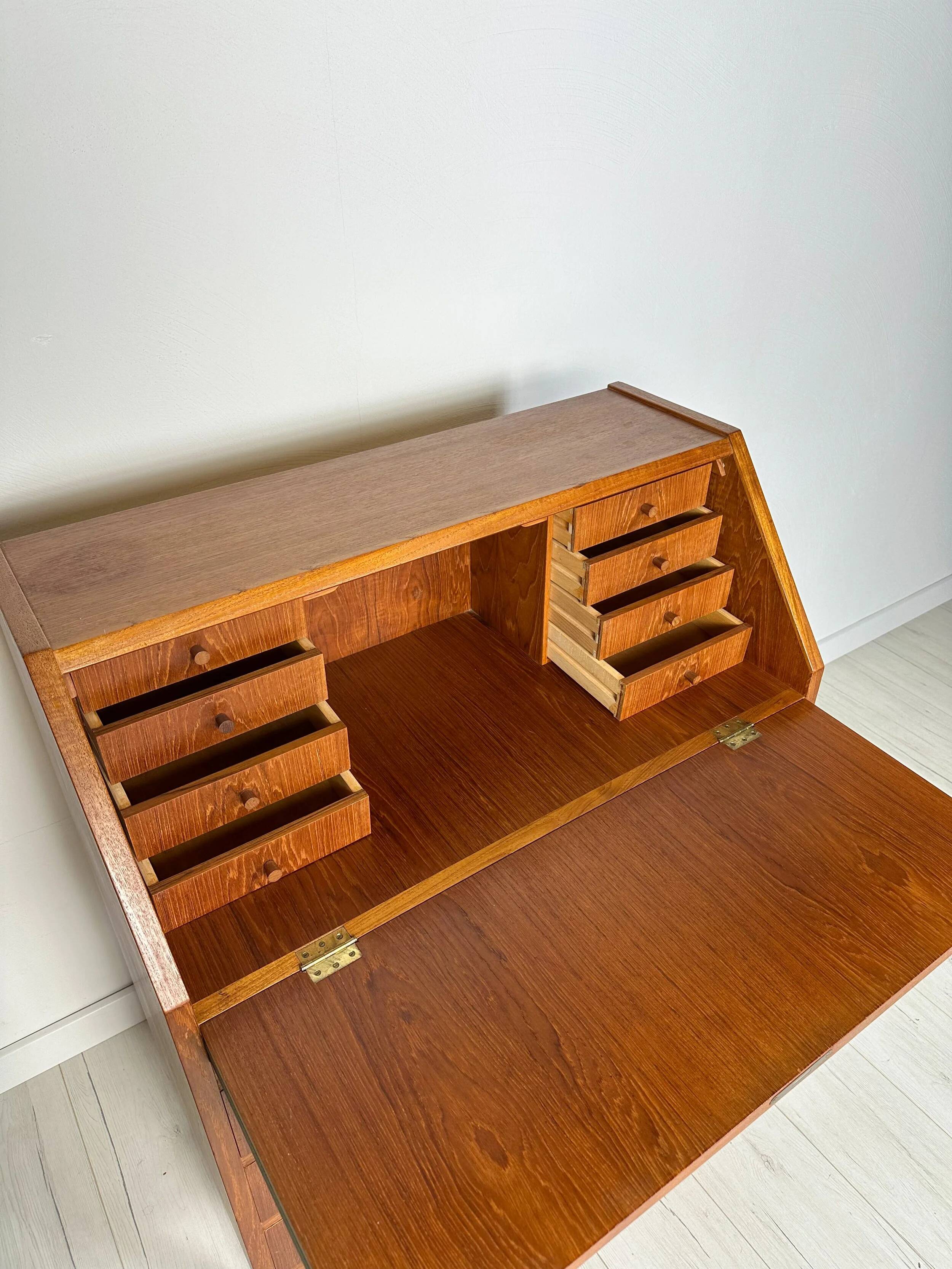 1960s Vintage Mid-Century Danish Teak Secretary