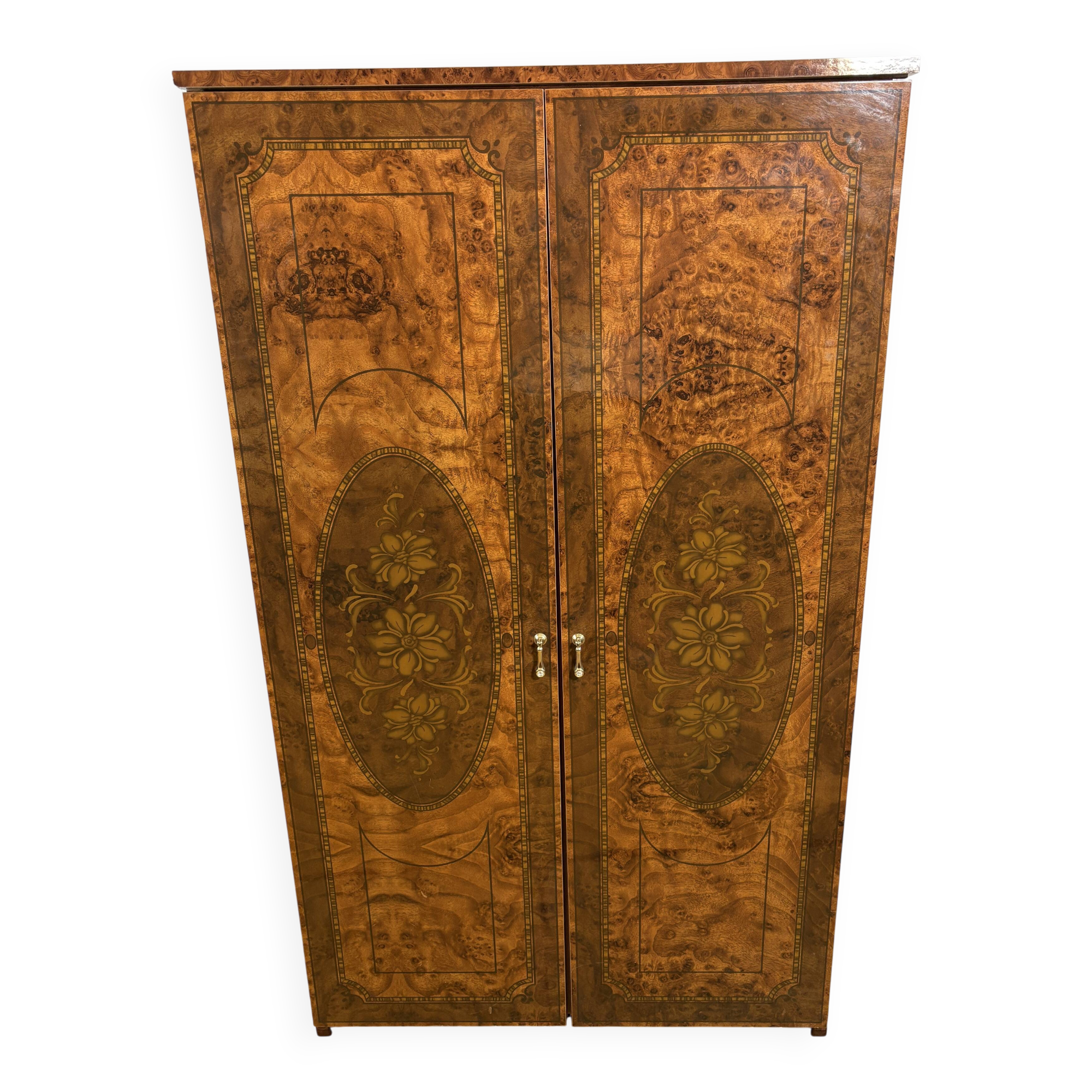 Vintage Hollywood-Style Italian Walnut-Effect Dressing Table / Cabinet