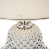 Artichoke table lamp in white ceramic, 1970s