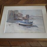 Ancient painting depicting a seascape