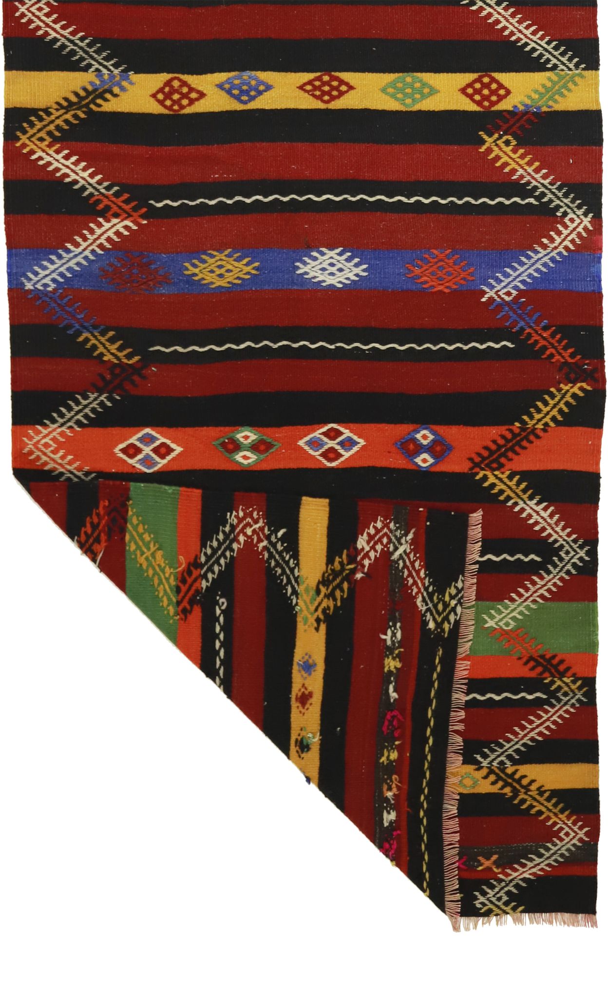 Anatolian handmade kilim rug 332 cm x 114 cm