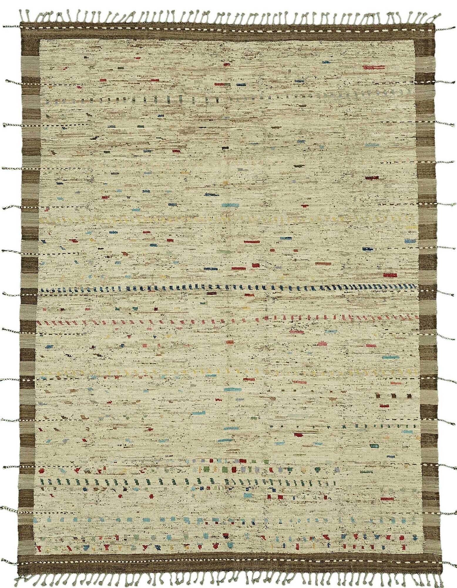 Handwoven Tribal One of a Kind 278 cm x 370 cm Beige Wool Carpet