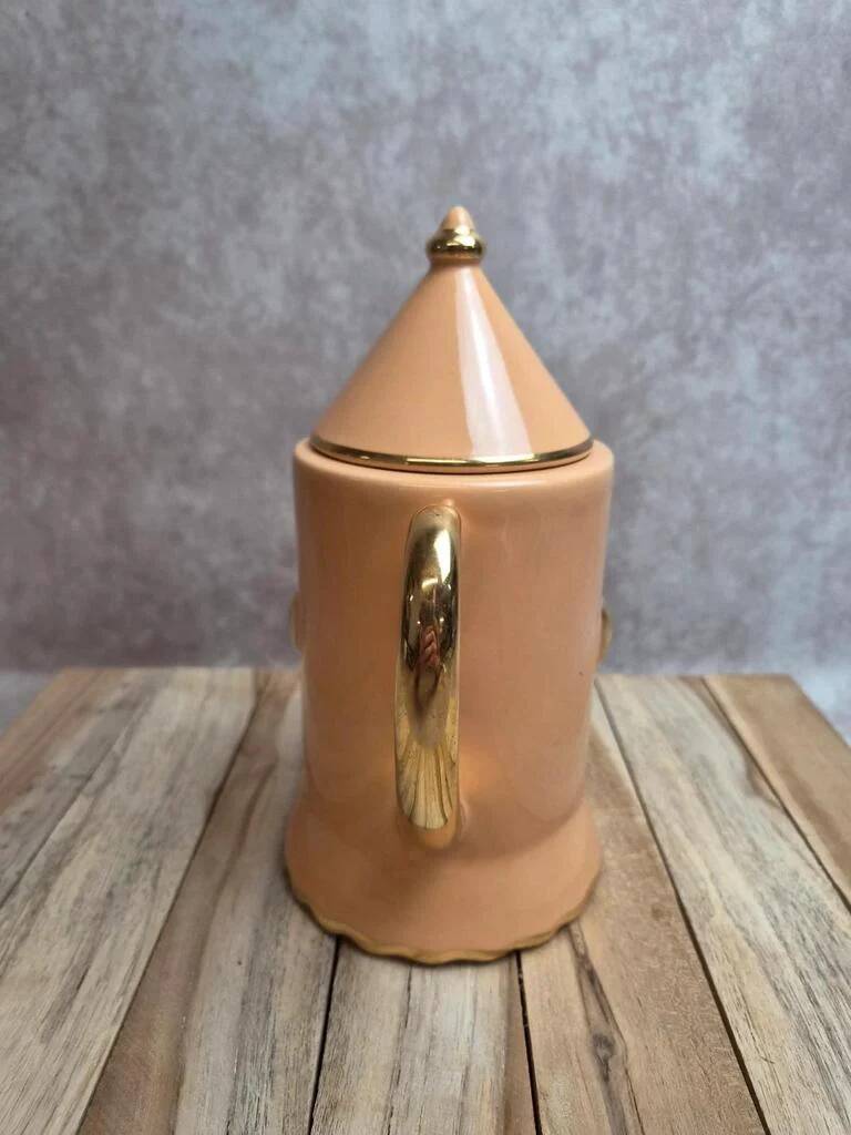 Vintage teapot Artichoke I.c.b. France peach pink and gilding