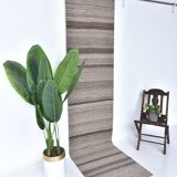 2x9 Brown Beige Striped Kilim Runner Rug 71x279Cm SK 241367