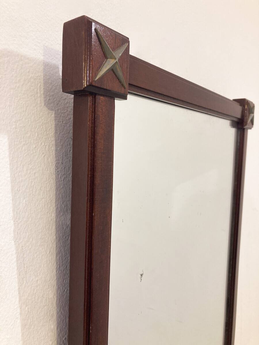 Miroir rectangulaire en bois du milieu du siècle