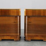 Paire de tables de chevet en noyer, Tchécoslovaquie années 1940