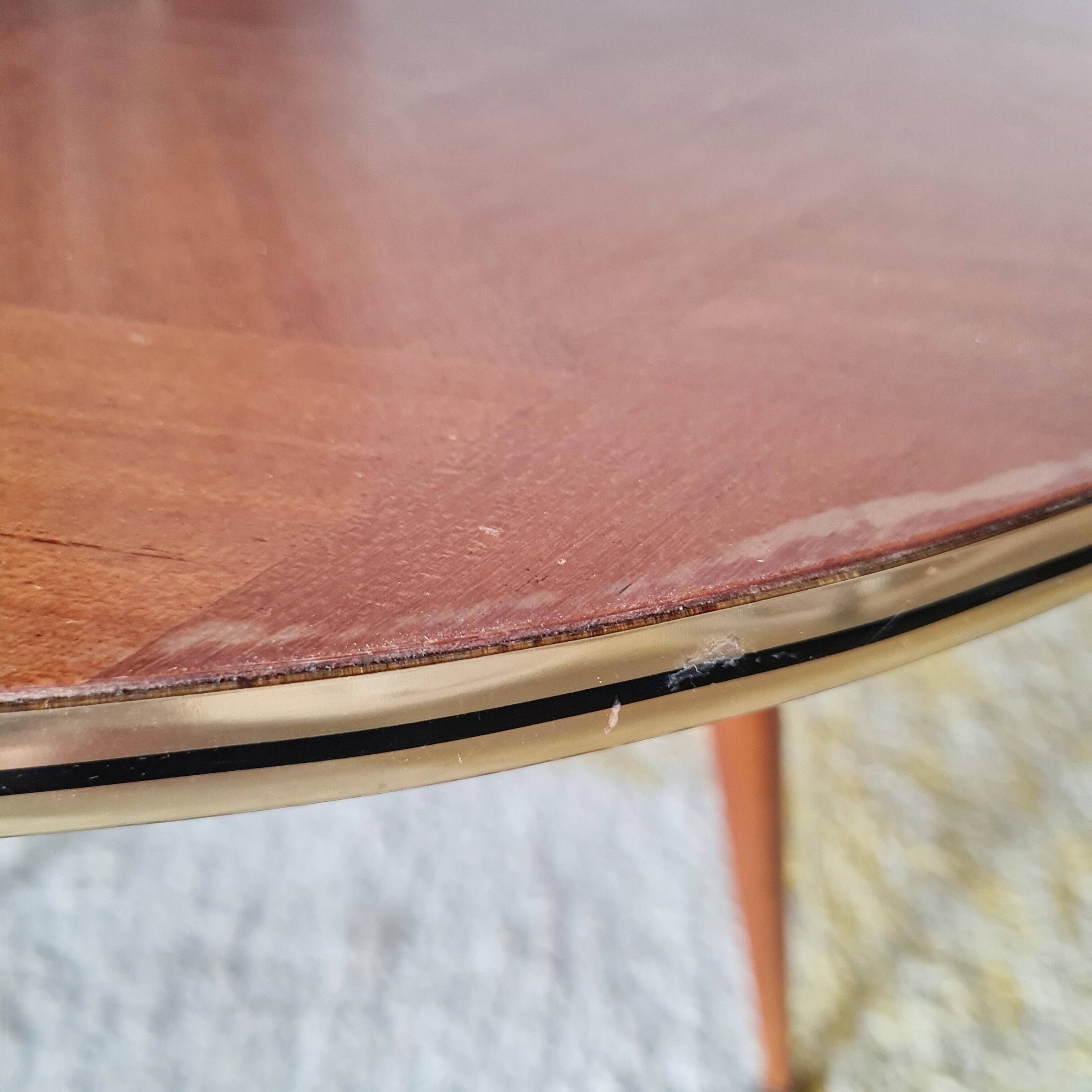 Vintage tripod side table, marquetry diamond-pattern top.