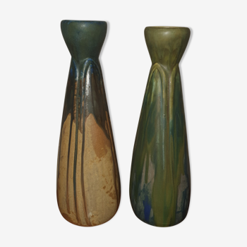 Paire de vases en grès flammé