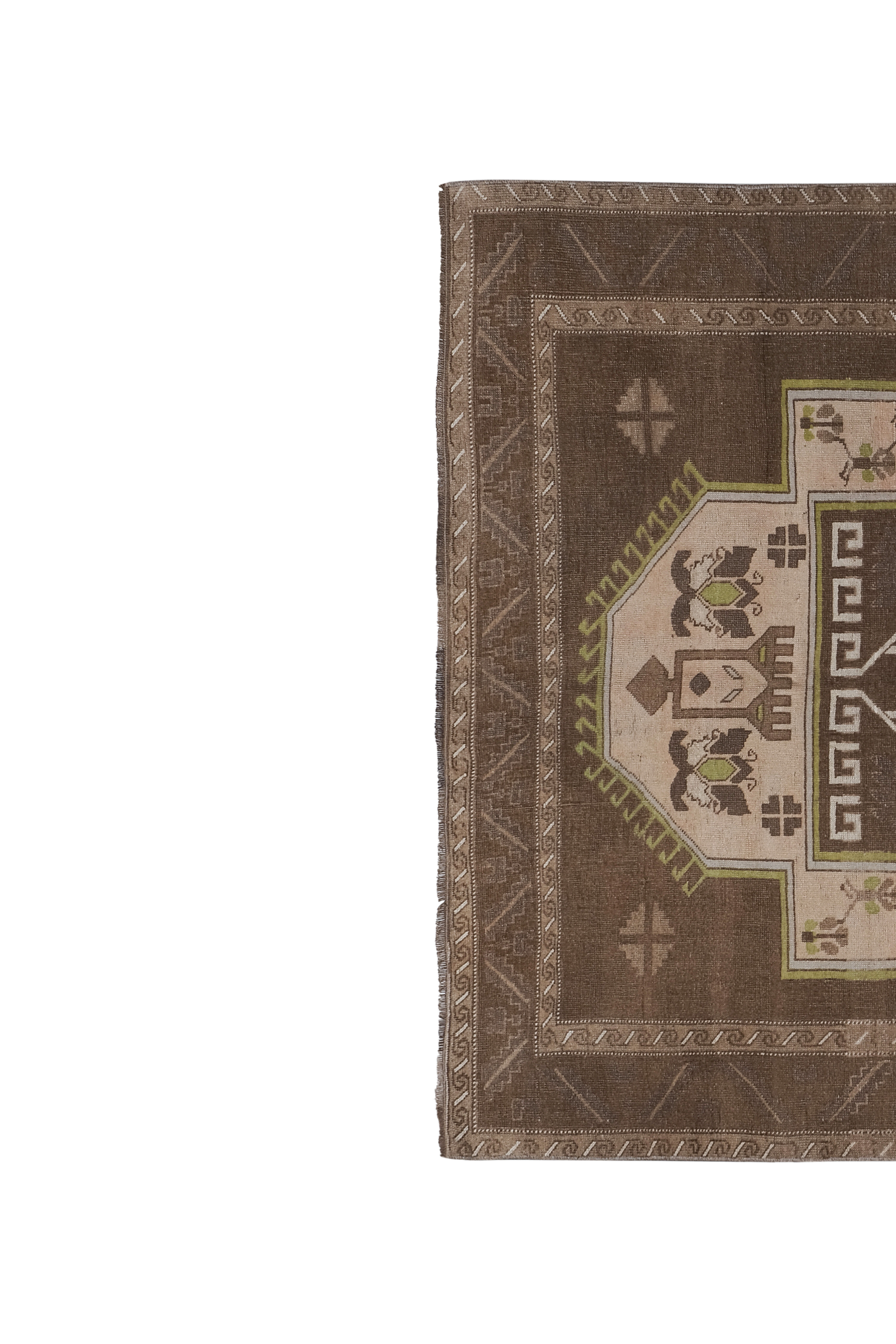 Vintage Brown Turkish Kars Rug with Mid-Century Modern Style 5'10" X 10'