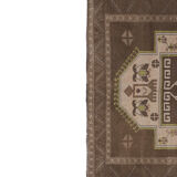 Vintage Brown Turkish Kars Rug with Mid-Century Modern Style 5'10" X 10'