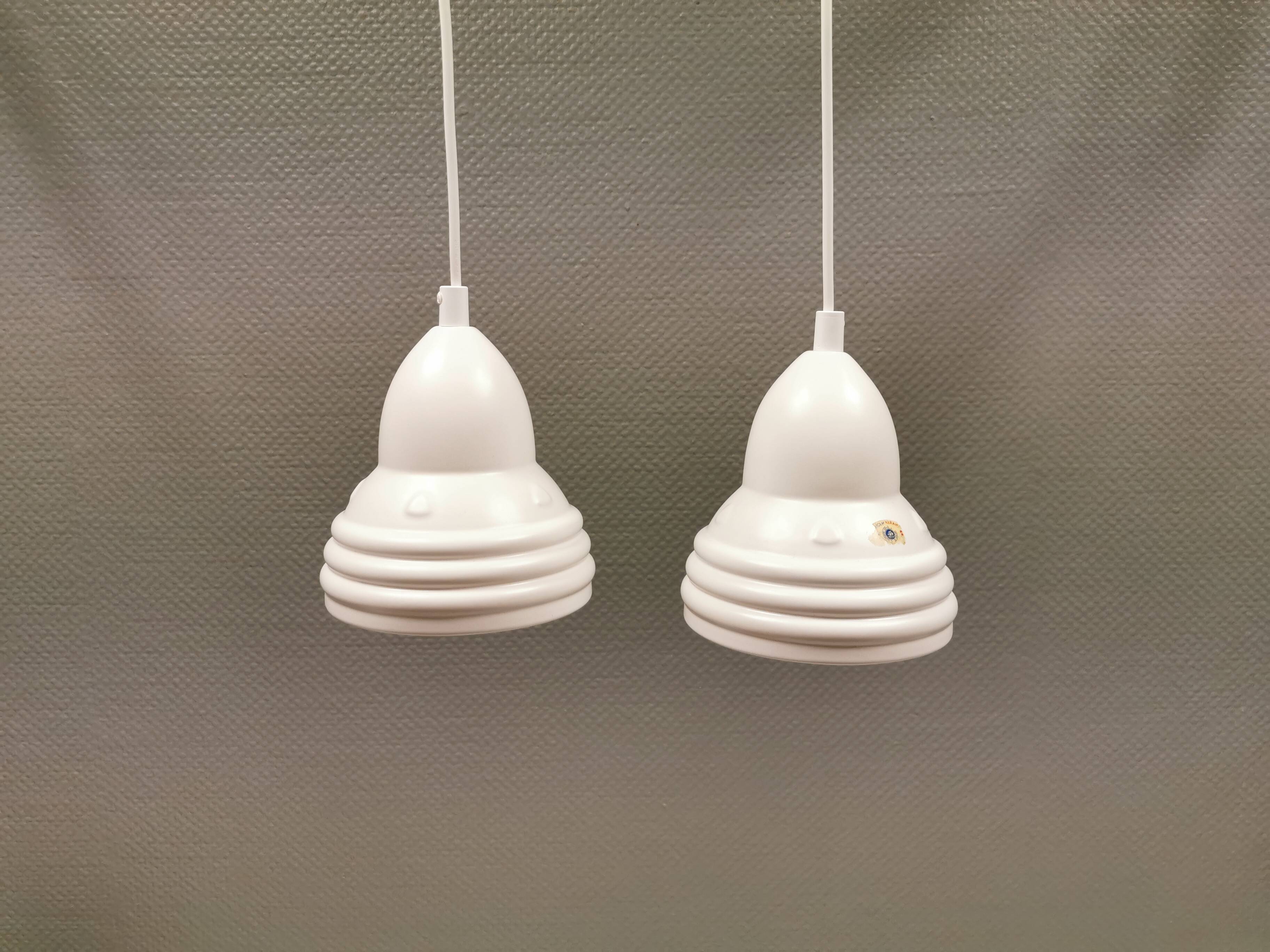 Two small ceramic hanging lights from Danish Søholm, estimated 1980s.