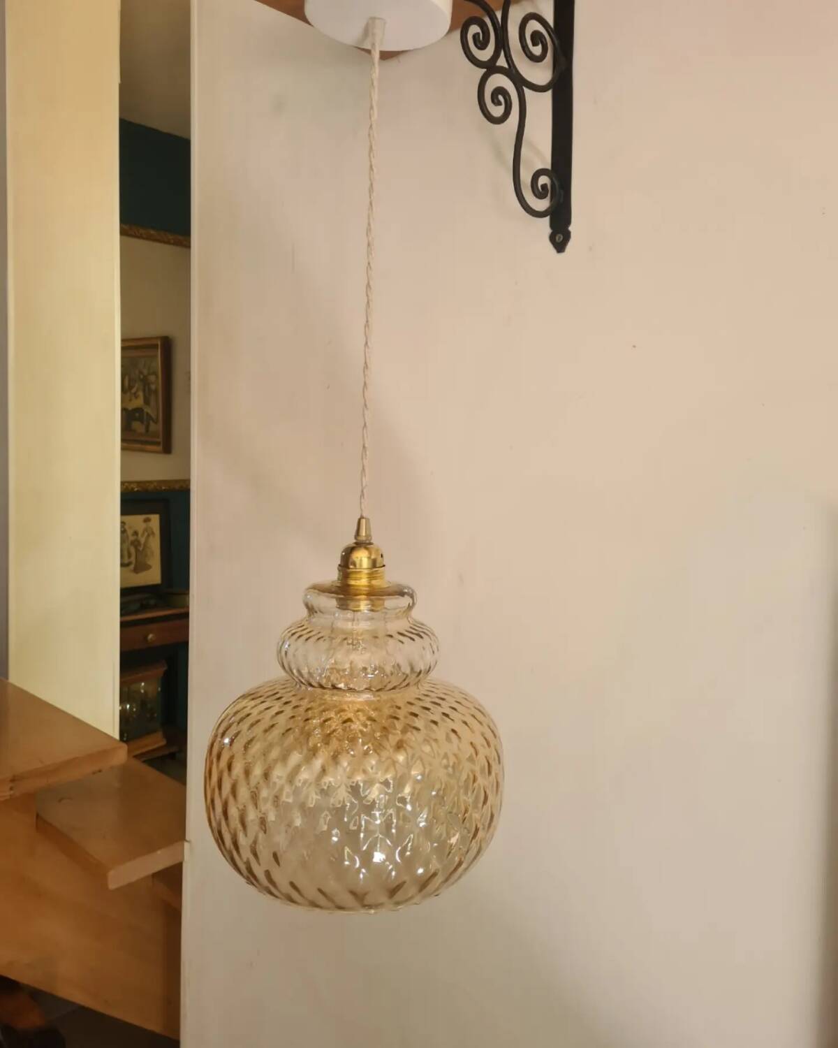 Vintage glass pendant light