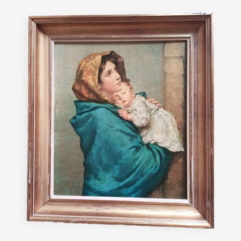 Gilded frame painting with reproduction Madonna The eternal help