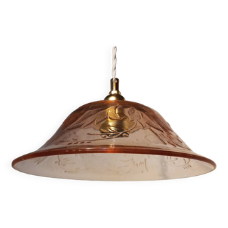 Suspension vintage en verre rose