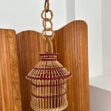 Vintage wicker cage pendant light