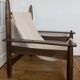 Honoré Safari armchair in wood and beige canvas