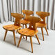 Set of 4 solid pine chairs. Designed by Jacob Kielland-Brandt for I. Christiansen, Denmark, 1960s.