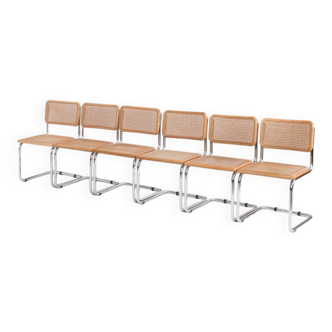 Set of 6 Cesca chairs. Made according to the design by Marcel Breuer. 80s.