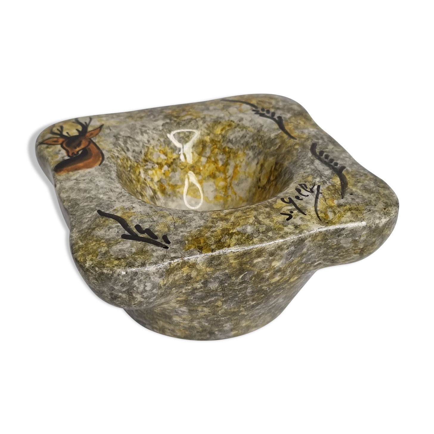 Empty pocket in vintage glazed ceramic signed "Gelb"