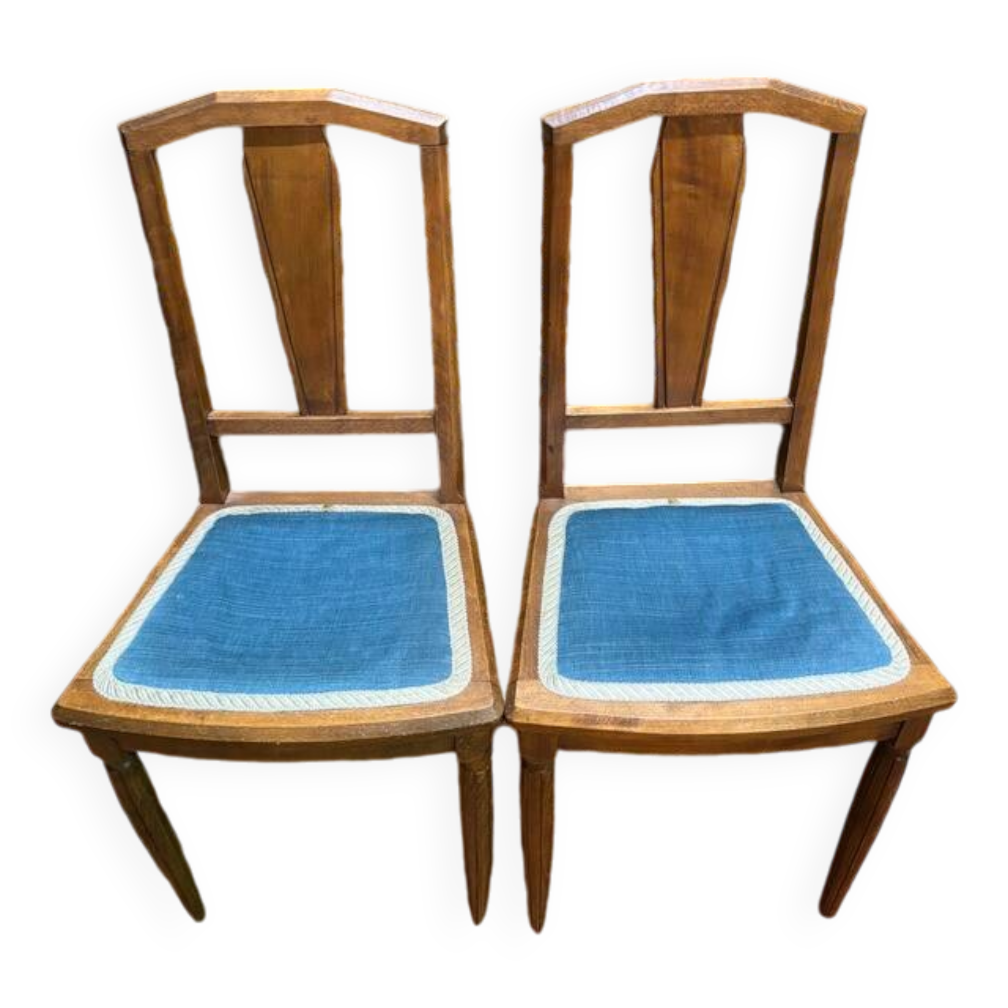 2 art deco chairs with fabric seat