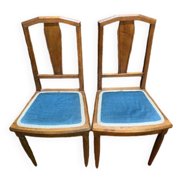 2 art deco chairs with fabric seat