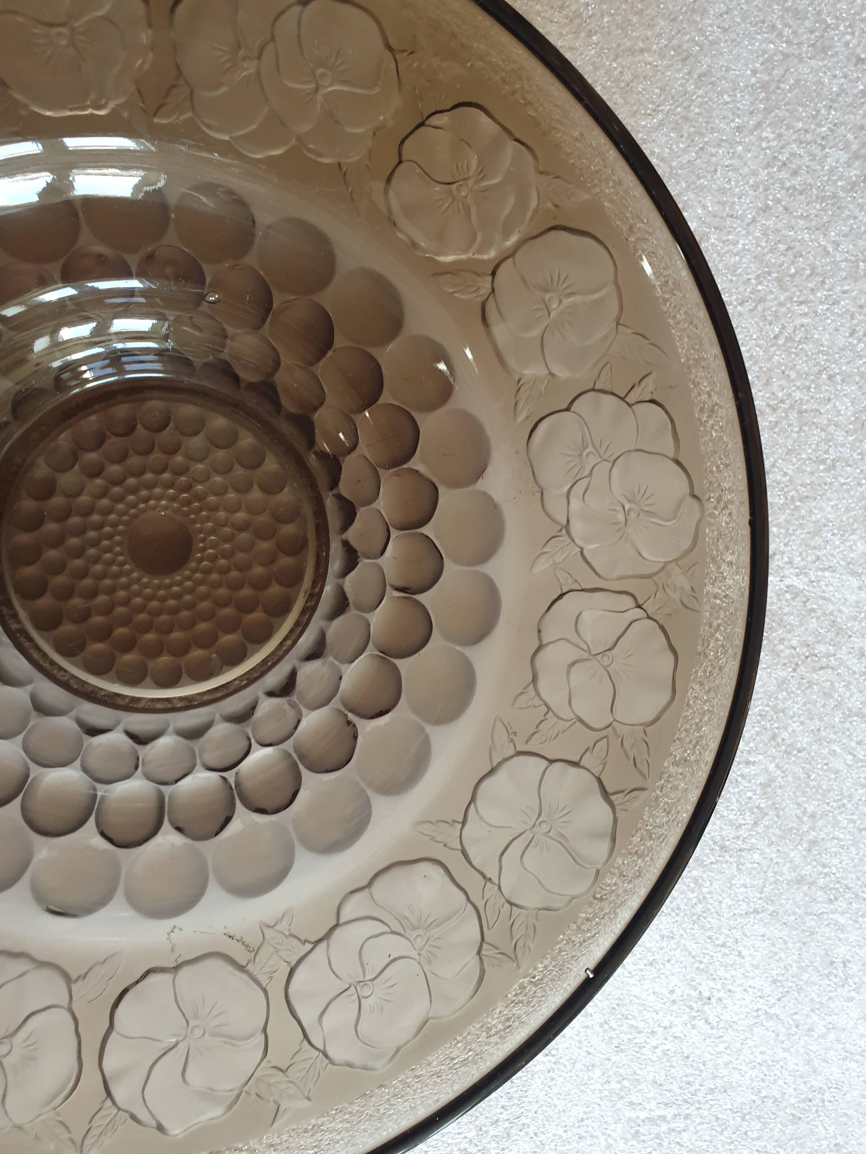 Art Deco fruit bowl circa 1930 in brown smoked glass