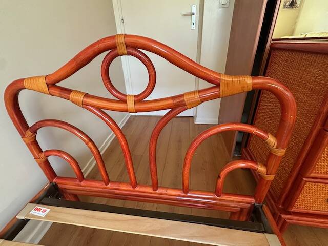 Maugrion rattan room - Roche Bobois - bed, chest of drawers and bedside table