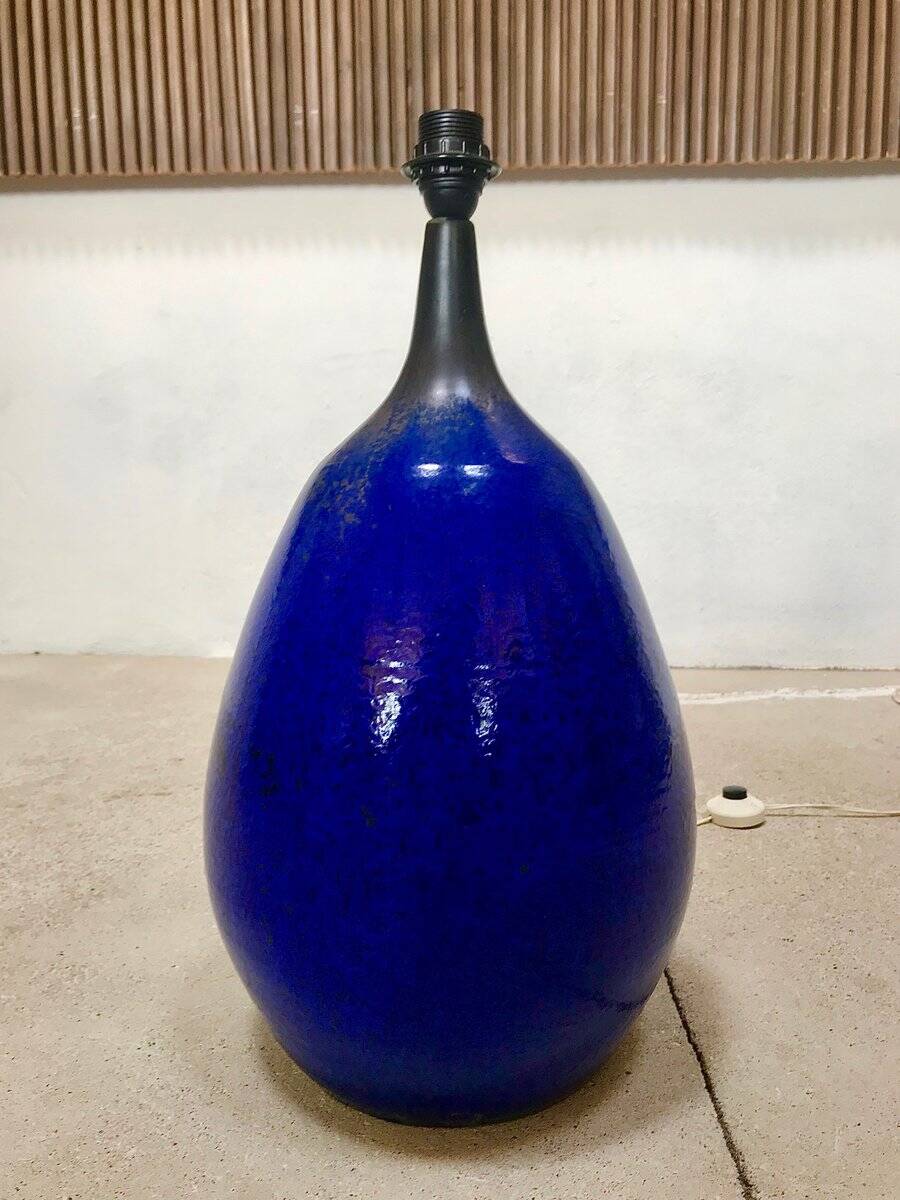 Large glazed ceramic art table lamp from Krösselbach, West-Germany, 1960s
