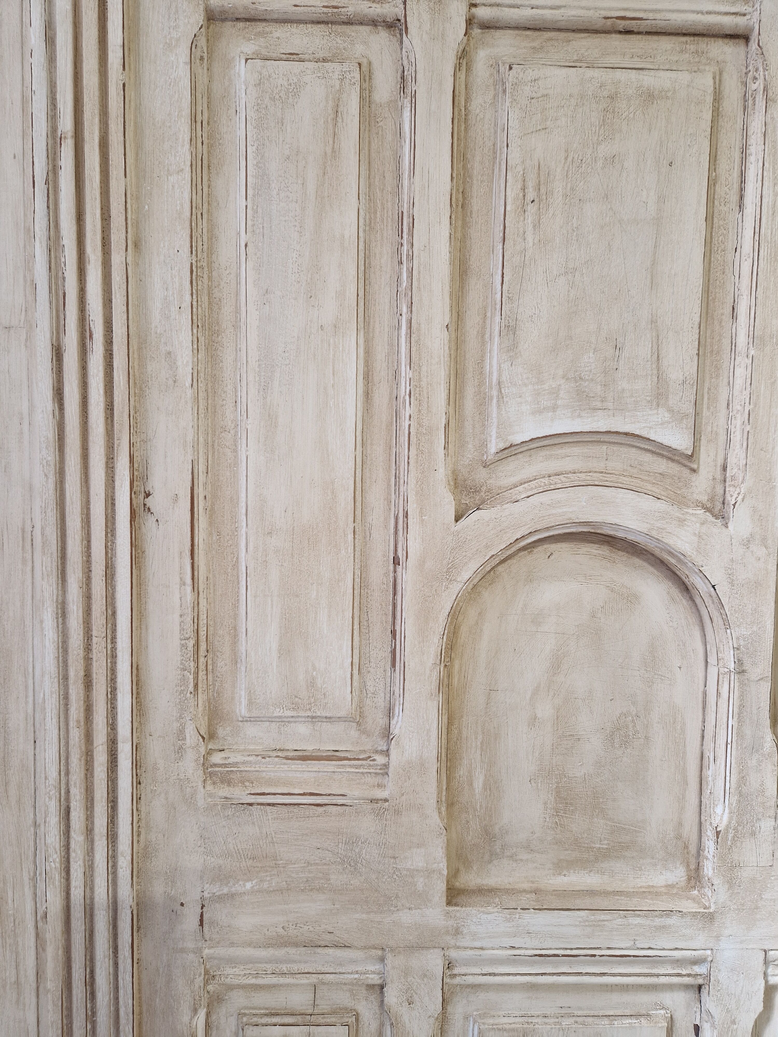 patinated wooden headboard