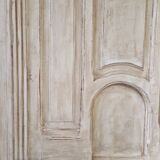 patinated wooden headboard