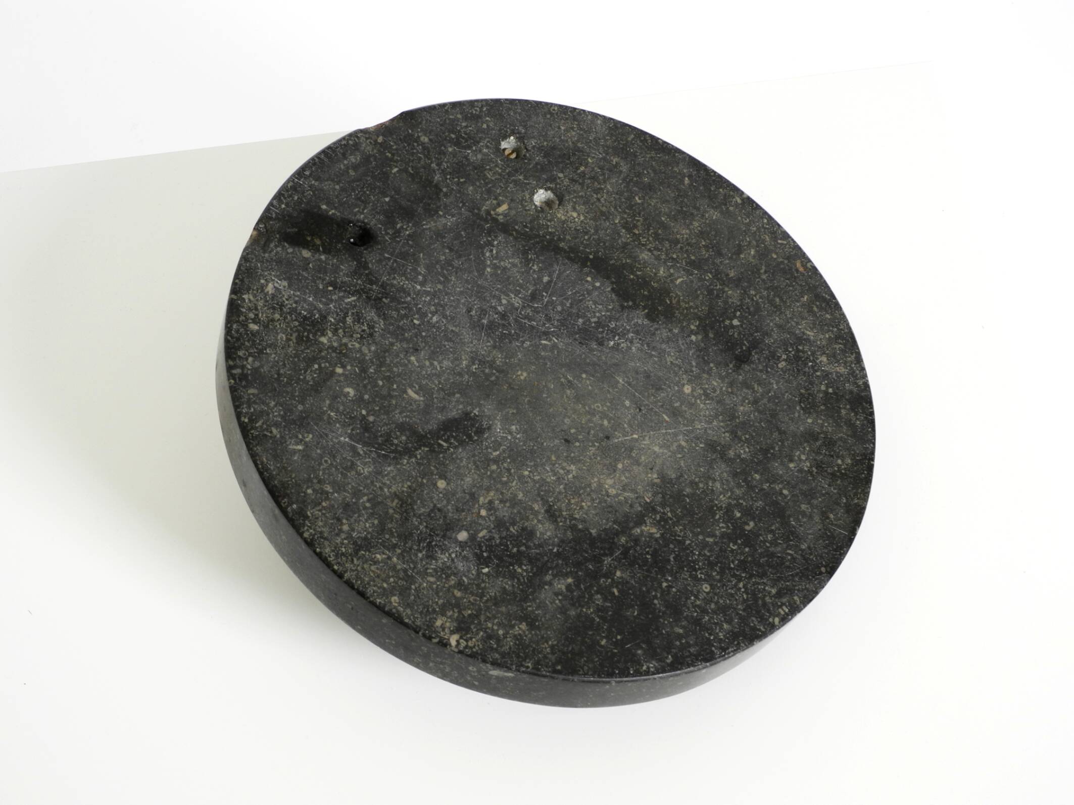 Beautiful, large black granite valet tray featuring a brass peacock, circa
