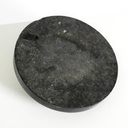 Beautiful, large black granite valet tray featuring a brass peacock, circa