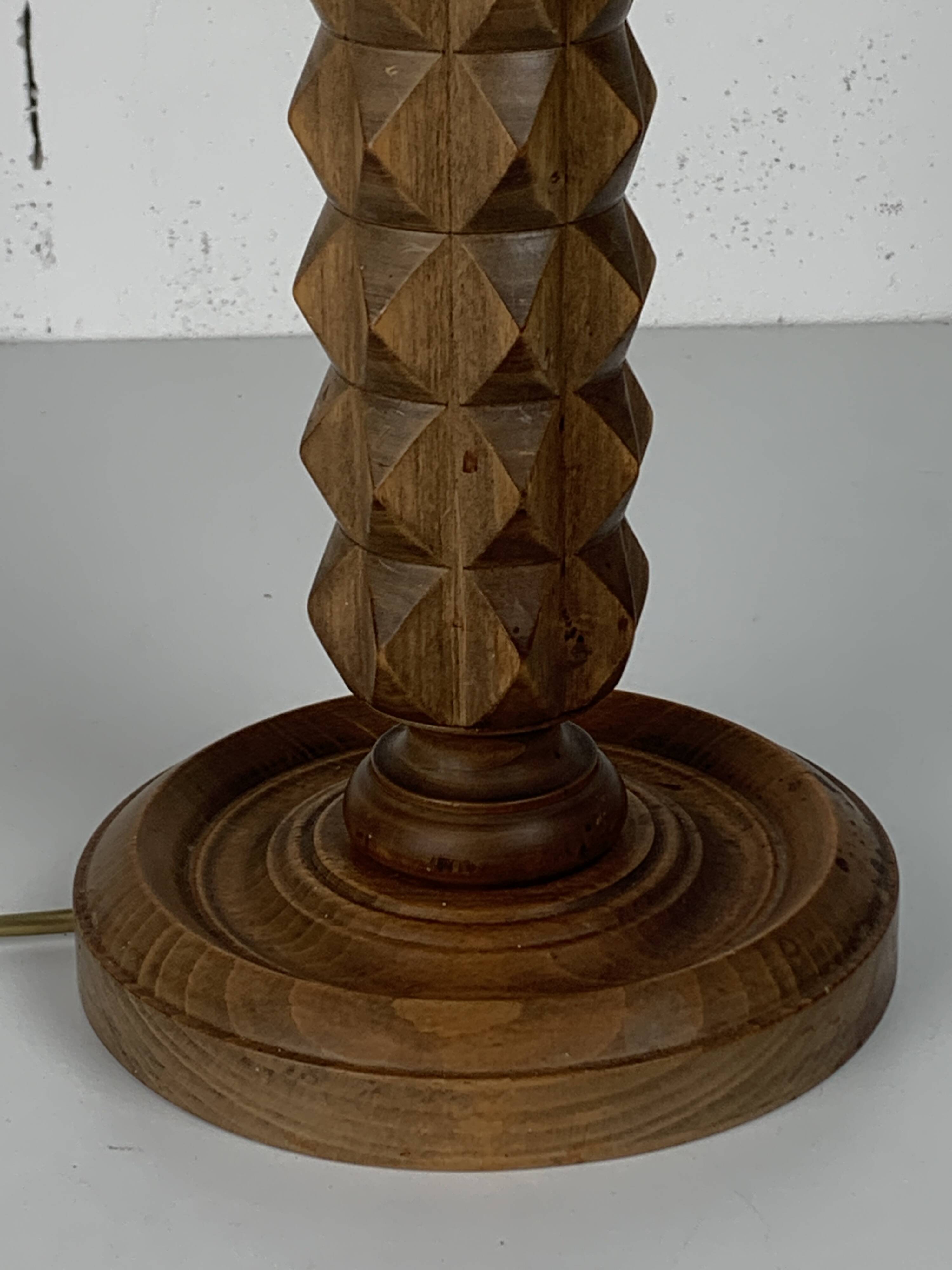 French Wood Turned Table Lamp in the stye of Charles Dudouyt, 1930s