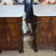 Rare pair of Italian display furniture from the Charles X period in mahogany.