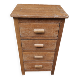 Old bedside table with 4 drawers in Burmese teak