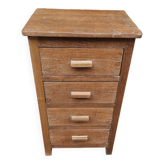 Old bedside table with 4 drawers in Burmese teak